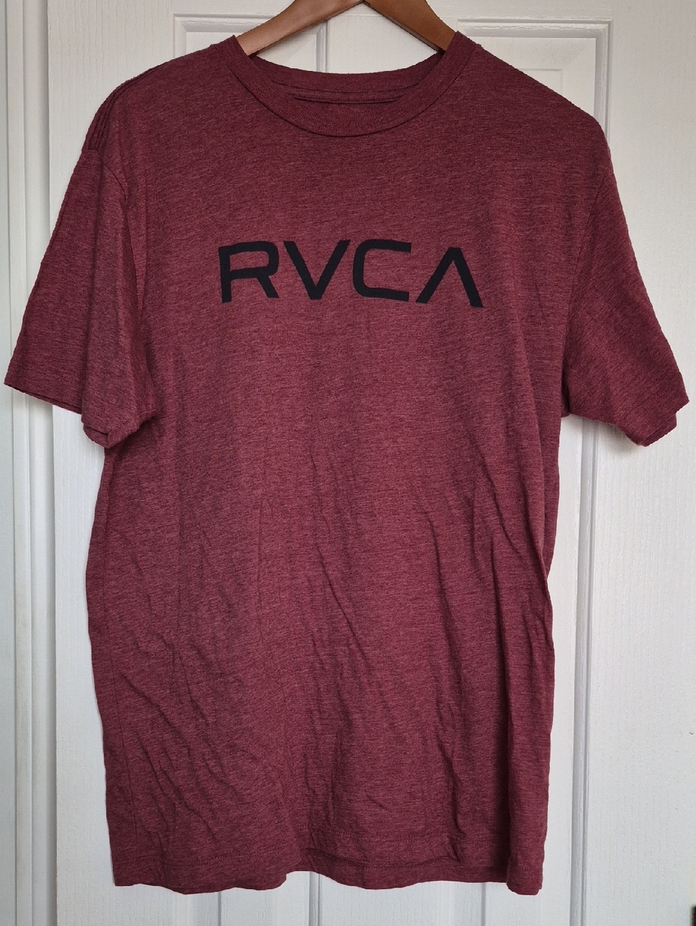 RVCA Men's Maroon Short Sleeve Logo Tee